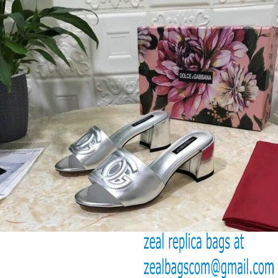 Dolce  &  Gabbana Heel 6.5cm Calfskin Mules Silver With DG Millennials Logo 2021